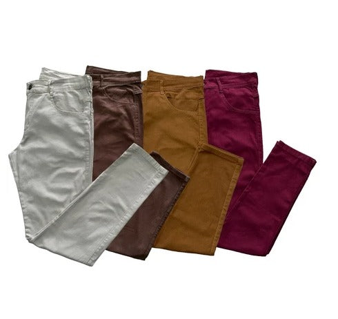 Kit 4 Calças Sarja com Elastano
