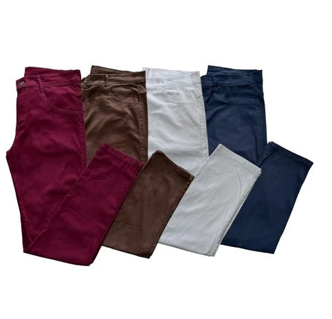 Kit 4 Calças Sarja com Elastano