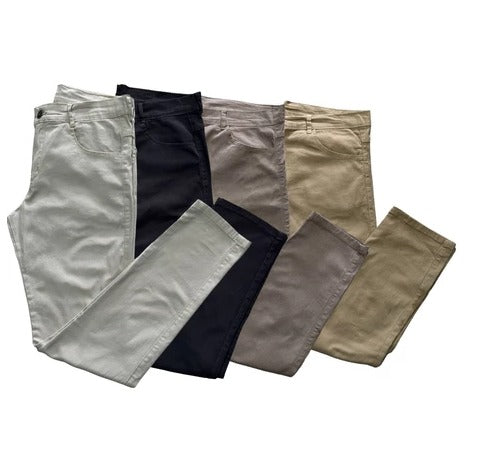 Kit 4 Calças Sarja com Elastano