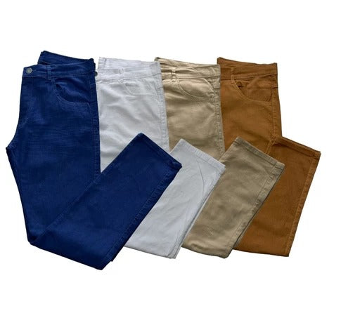 Kit 4 Calças Sarja com Elastano