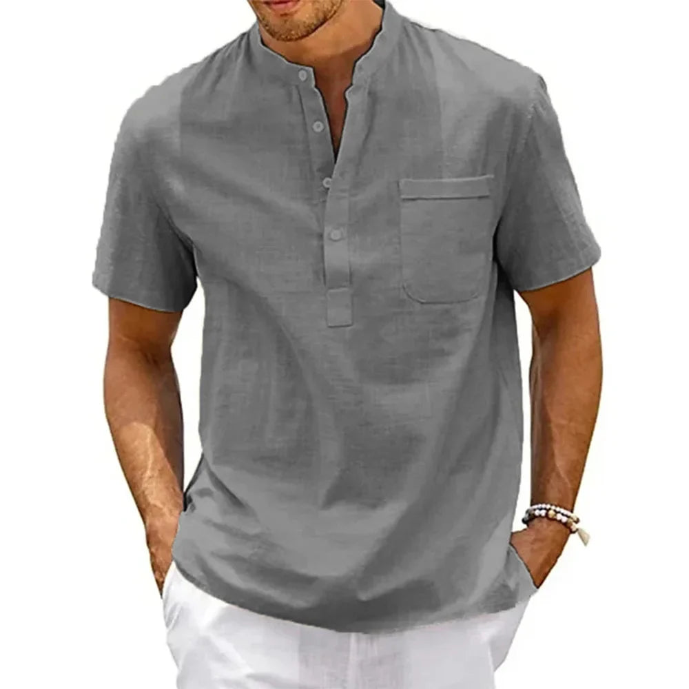 Camisa de Linho Vintage Elegant