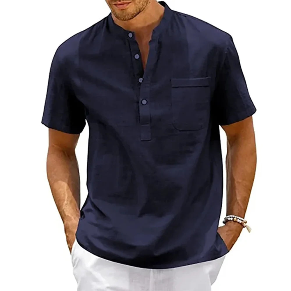 Camisa de Linho Vintage Elegant