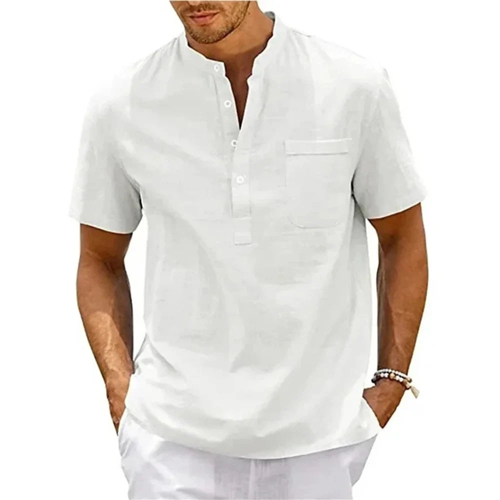 Camisa de Linho Vintage Elegant