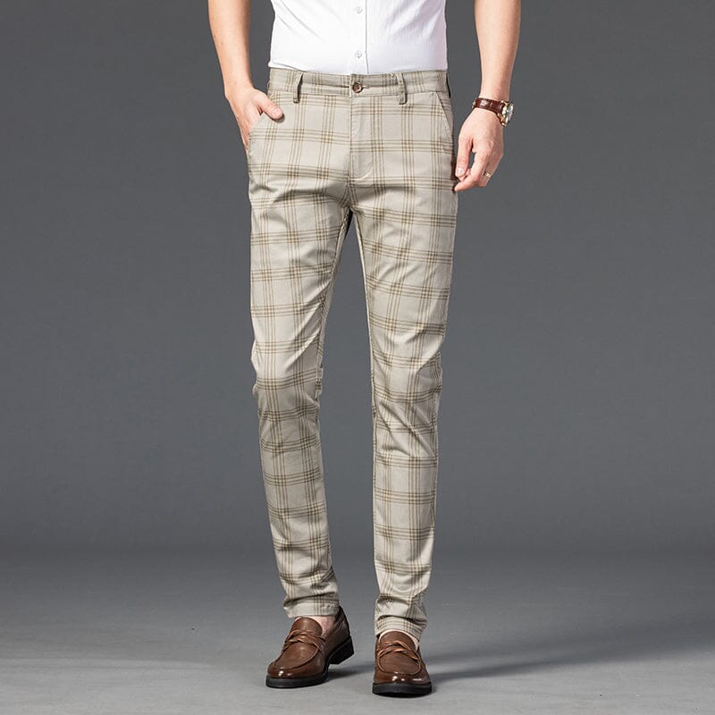 Calça Masculina Casual Xadrez Listrada