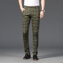 Calça Masculina Casual Xadrez Listrada