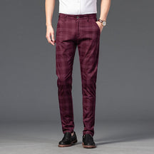 Calça Masculina Casual Xadrez Listrada